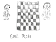 Zeichnung Schachbrett Esel Team